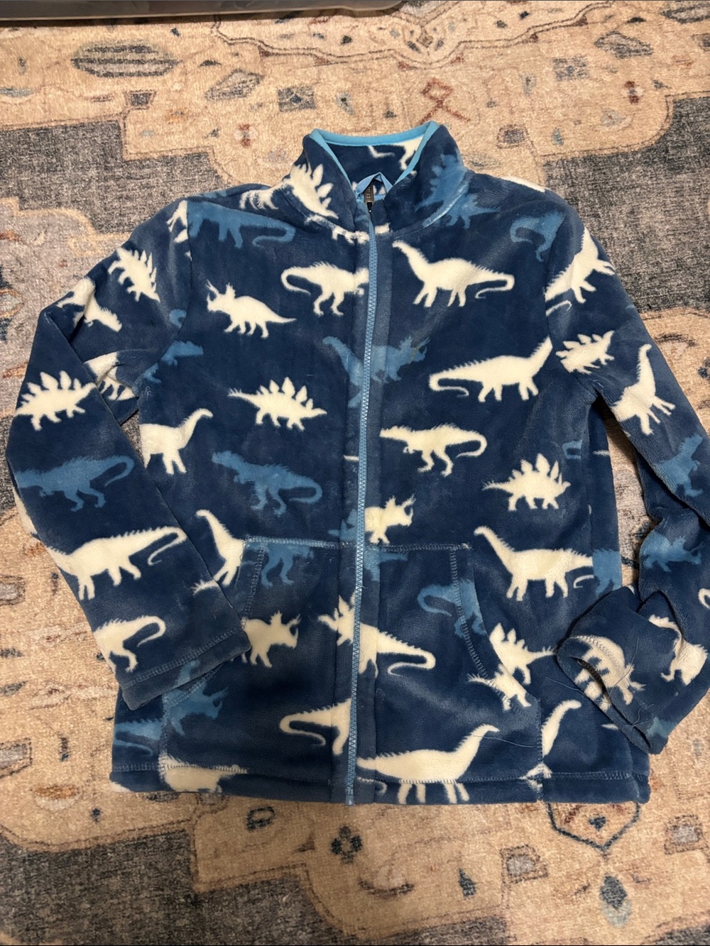 Coziest! Hatley Navy Blue Dino Fleece Jacket, size 10